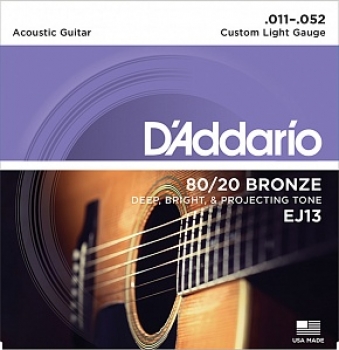 Струны для акустической гитары 11-52 D'Addario EJ13 80/20 Bronze