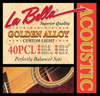 Струны для акустической гитары 11-52 La Bella Golden Alloy 40PCL
