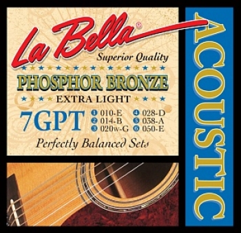 Струны для акустической гитары 10-50 La bella 7GPT Phosphor Bronze