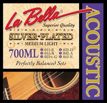 Струны для акустической гитары 11-52 La bella 700ML Silver-Plated