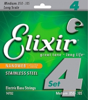 Струны для бас-гитары 50-105 Elixir 14702 Stainless Steel