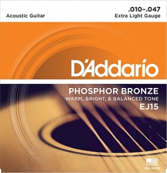 Струны для акустической гитары 10-47 D'Addario EJ15 Phosphor Bronze