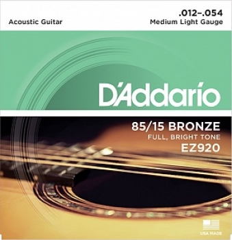 Струны для акустической гитары 12-54 D'addario EZ920 85-15 Bronze