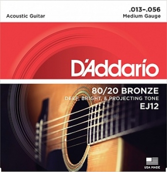 Cтруны для акустической гитары 13-56 D'Addario EJ12 80/20 Bronze