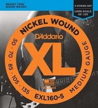 Струны для Бас-гитары 50-135 D'Addario EXL160-5 String Nickel