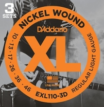 Струны для электрогитары 10-46 D'ADDARIO EXL110-3D Тройной набор