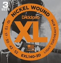 Струны для электрогитары 10-52 D'ADDARIO EXL140-3D Тройной набор